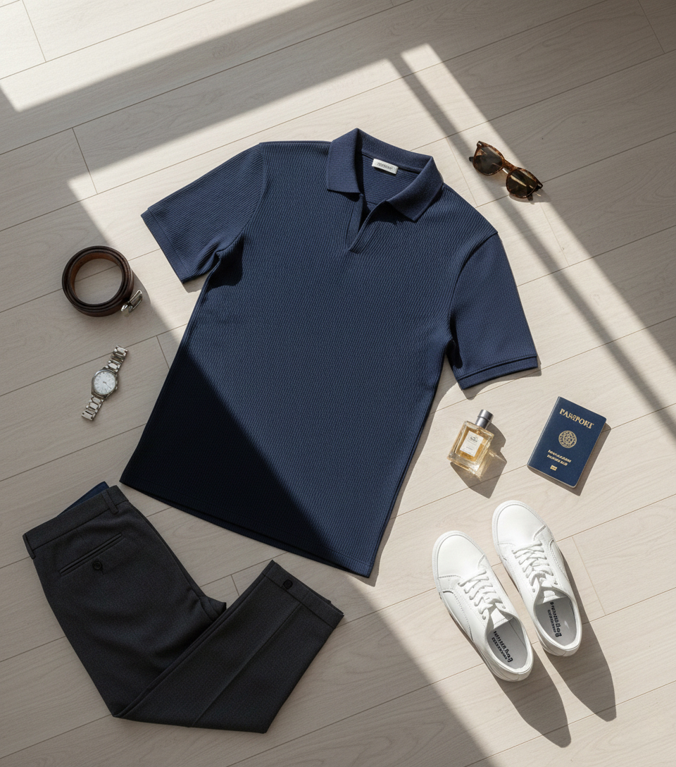 تیشرت میله ای یقه دار tavar-سرمه ای