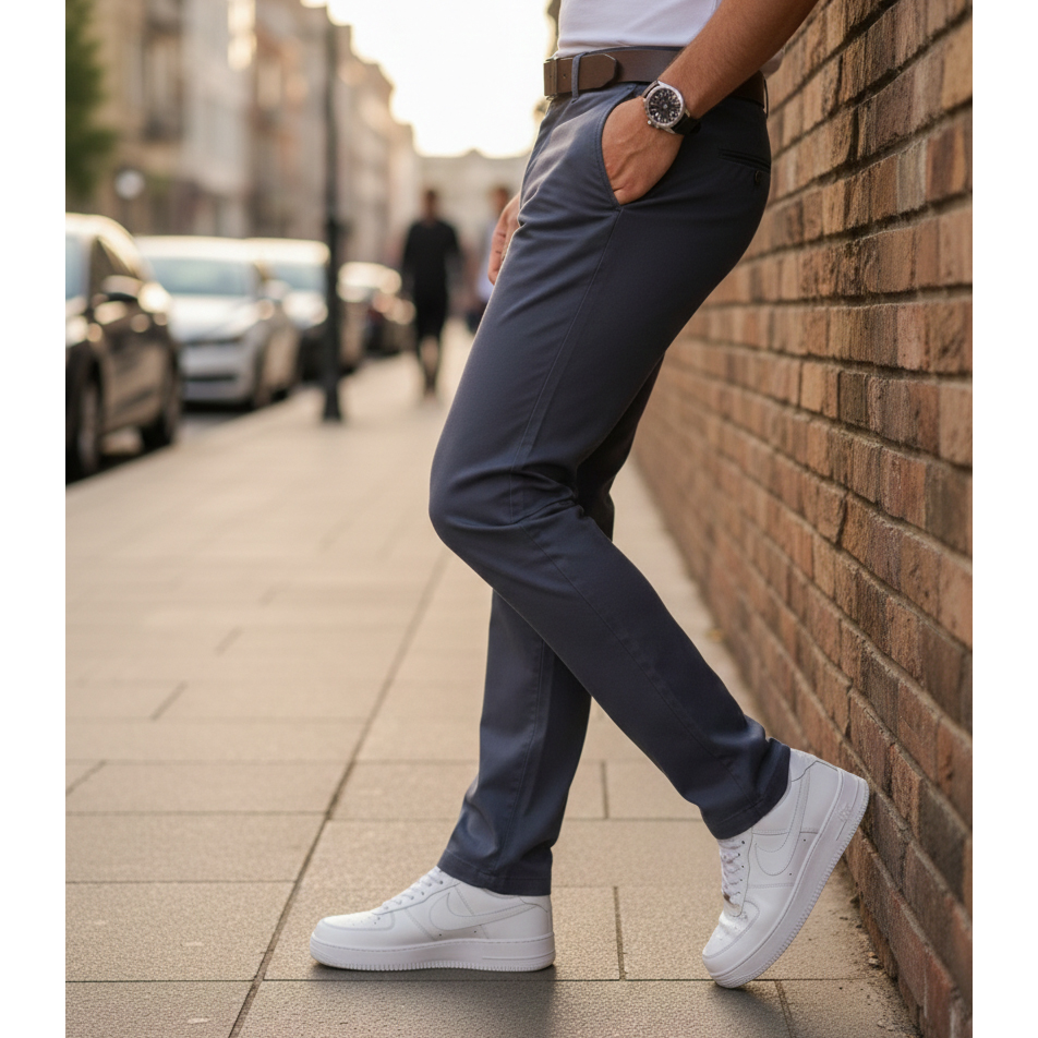 شلوار مردانه بنگال کش دم پا ساده مدل Behnam-طوسی تیره