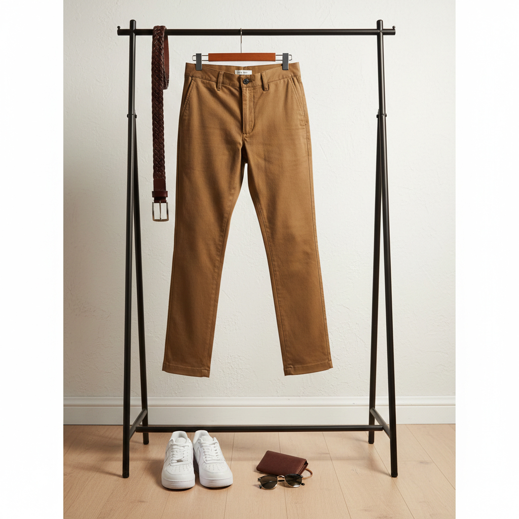 شلوار مردانه بنگال کش دم پا ساده مدل Behnam-خاکی