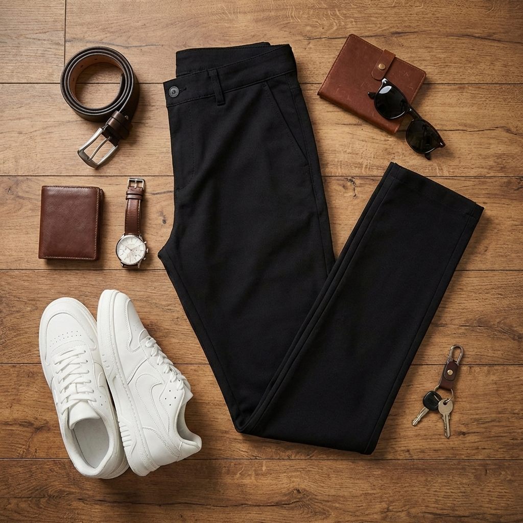 شلوار مردانه بنگال کش دم پا ساده مدل Behnam-مشکی