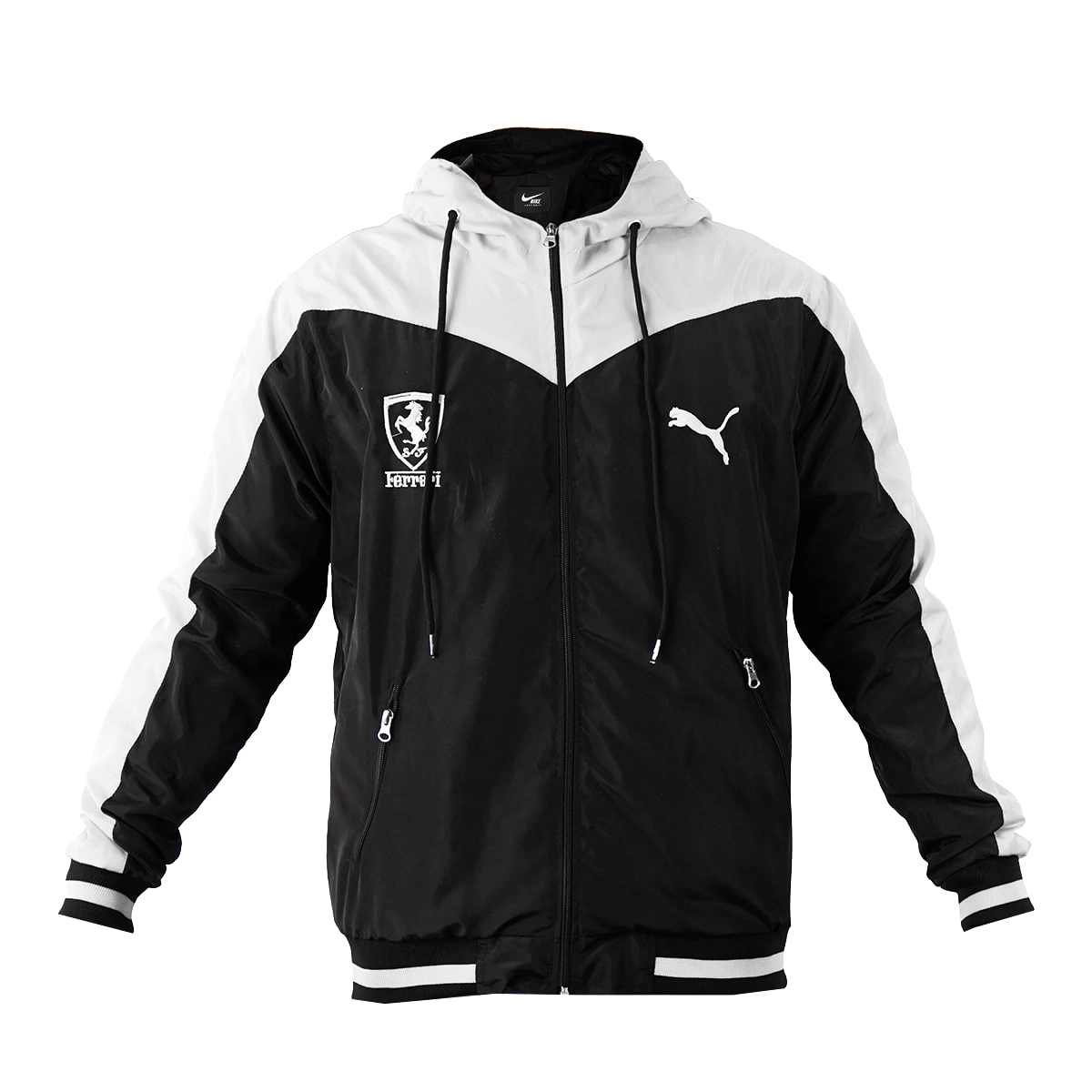 کاپشن مشکی سفید مردانه مدل Ferrari