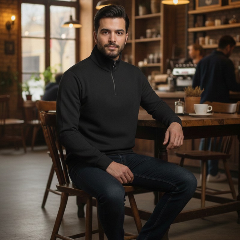 دورس مردانه نیم زیپ مدل Behbod-مشکی